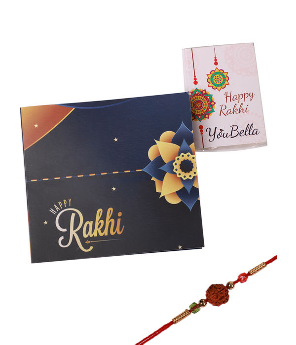 YouBella Rakhi and Greeting Card Combo for Brother (Multi-Colour) (YBRK_74)